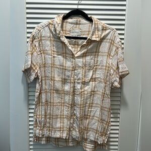 American Eagle Outfitters Tan Plaid Casual Shirt